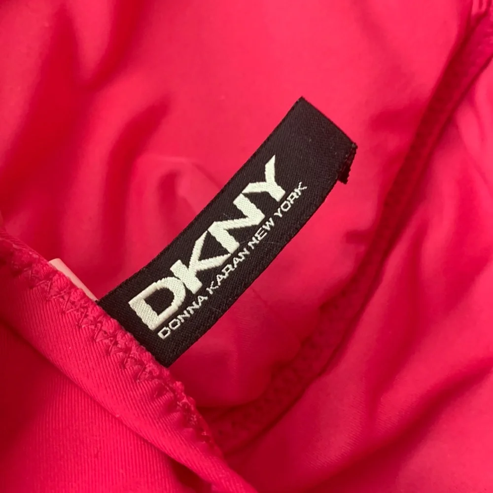 DKNY Hot Pink Halter Swimsuit With Ruching Small - Picture 3 of 8